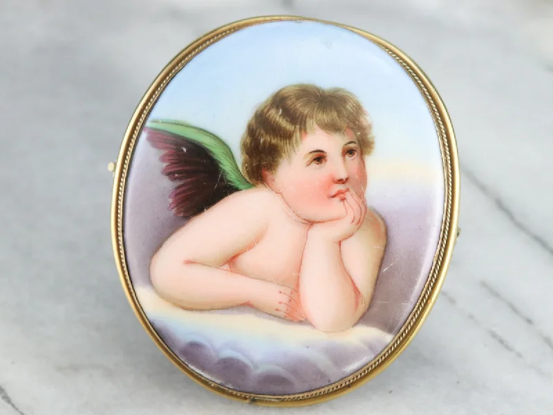 Custom Brooch For Evening Events-Antique Painted Porcelain Brooch