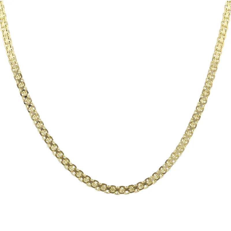 Fashionable Necklace Sets For Weddings-14K Yellow Gold 4mm Flat Link 18-Inch Necklace