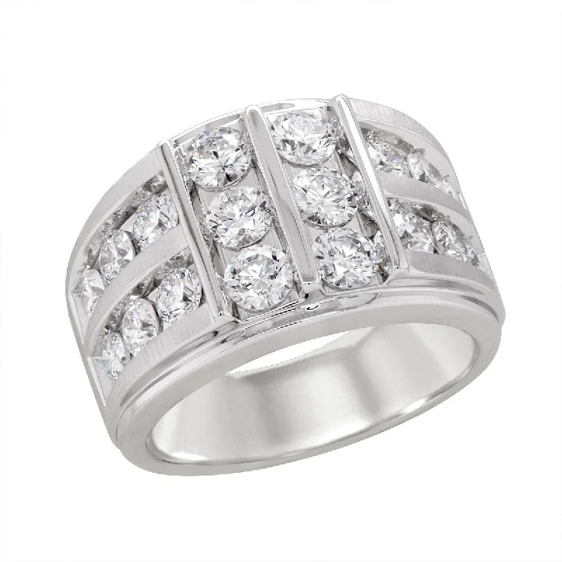 Beautiful Titanium Engagement Rings For Men-WHITE GOLD MENS RING WITH LAB GROWN DIAMONDS, 2.95 CT TW