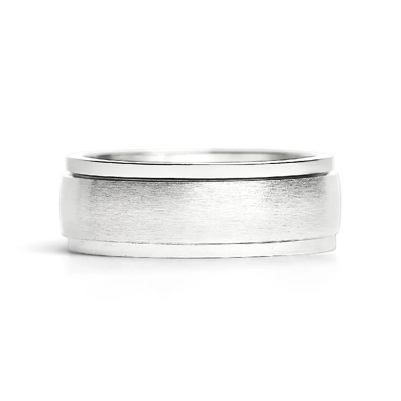 Unique Wedding Rings For Custom Style-Brushed Stainless Steel Spinner Ring / FNS007