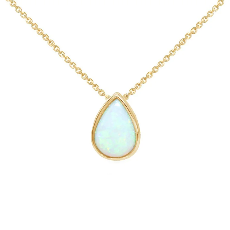 Unique Personalized Necklaces For Special Gifts-14K Yellow Gold Australian Opal Necklace