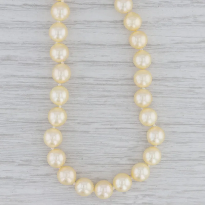 Luxury Necklaces For High-End Fashion-Cultured Cream Pearl Bead Strand Necklace 14k Yellow Gold 19.75"