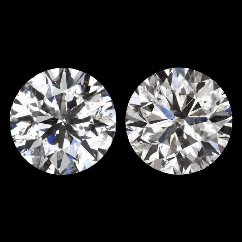 Elegant Earrings For Formal Celebrations-2.03ct VERY GOOD CUT DIAMOND STUD EARRINGS ROUND BRILLIANT MATCHING PAIR 2 CARAT