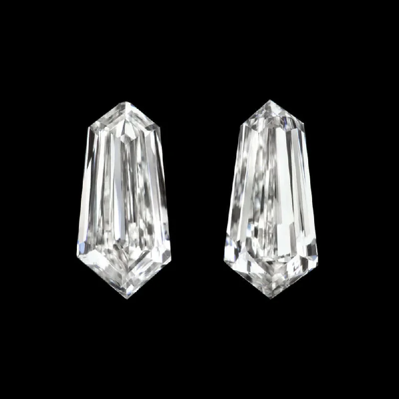 Large Statement Earrings For Parties-0.56ct G VS BULLET SHAPE DIAMOND PAIR CUSTOM CUT BAGUETTE KITE ACCENTS EARRINGS