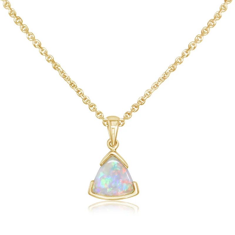 Simple Chain Necklaces For Minimal Style-14K Yellow Gold Australian Opal Necklace