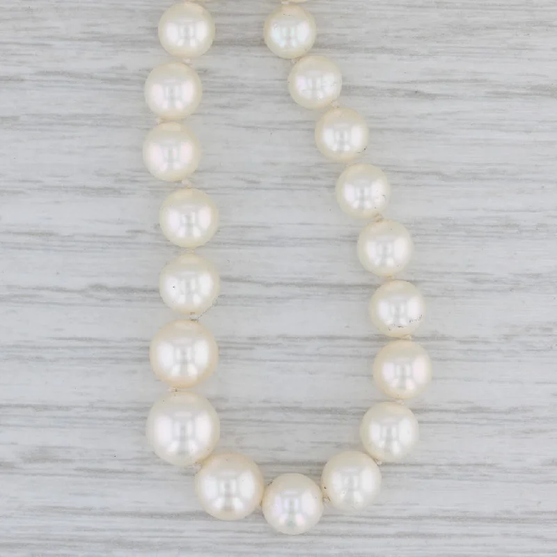 Simple Crystal Necklaces For Casual Look-Graduated Cultured Pearl Single Bead Strand Necklace 14k Yellow Gold 24"