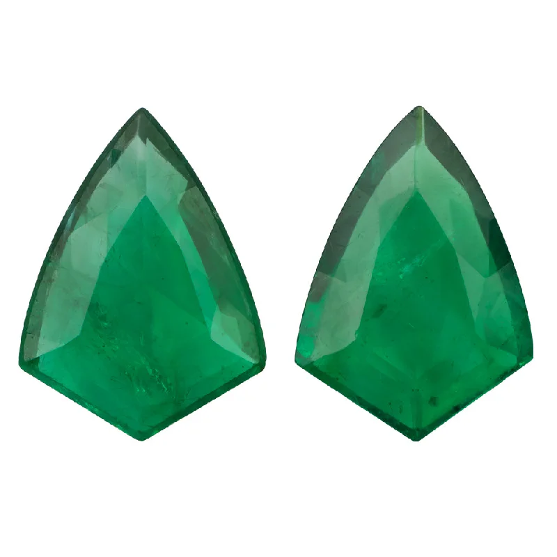 Minimalist Earrings For Simple Look-3.5ct NATURAL EMERALD PAIR STUD EARRINGS SHIELD SHAPE CUT LOOSE MATCHING PAIR