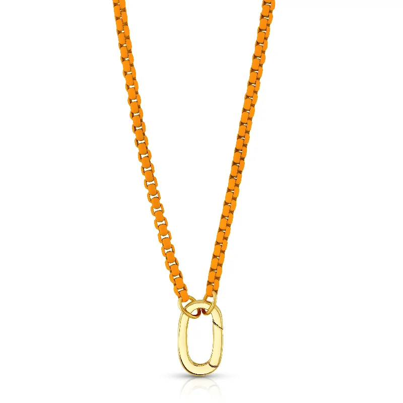 Vintage Pendant Necklaces For Retro Look-ORANGE ENAMEL CONNECTOR NECKLACE