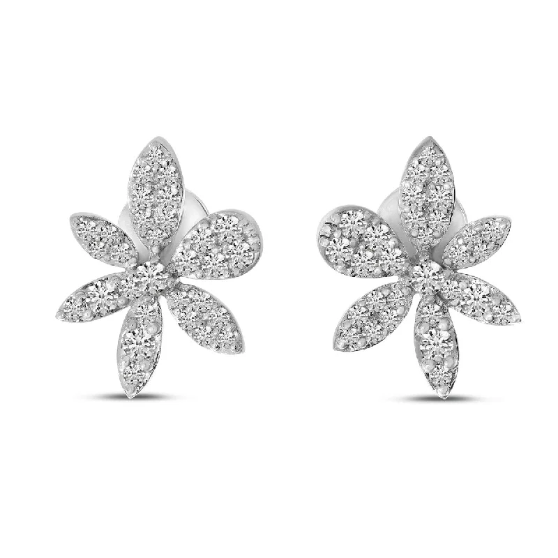 Fashion Earrings For Casual Wear-FLOWER DIAMOND EARRINGS E10377W