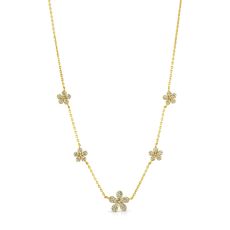 Luxury Diamond Necklaces For Special Days-SWEET DAISY DANGLE NECKLACE, GOLD