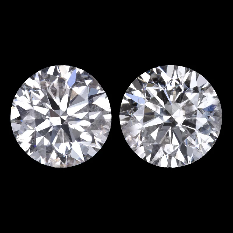 Lightweight Earrings For Daily Comfort-1.97ct F-G SI ROUND BRILLIANT CUT DIAMOND STUD EARRINGS MATCHING PAIR 2 CARAT