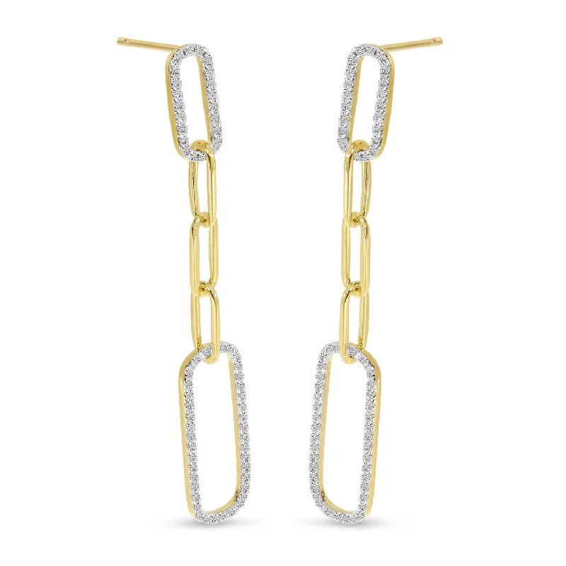 Designer Earrings For Special Occasions-DIAMOND PAPERCLIP LINK EARRINGS E10738