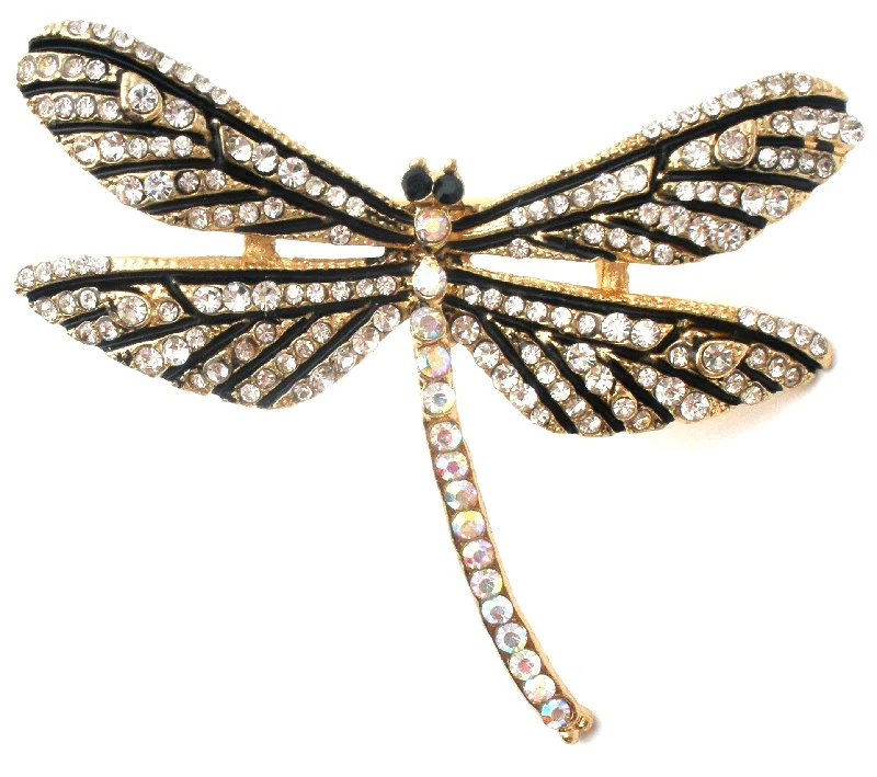 Brooch For Jackets-Enamel Dragonfly Brooch Pin With Rhinestones