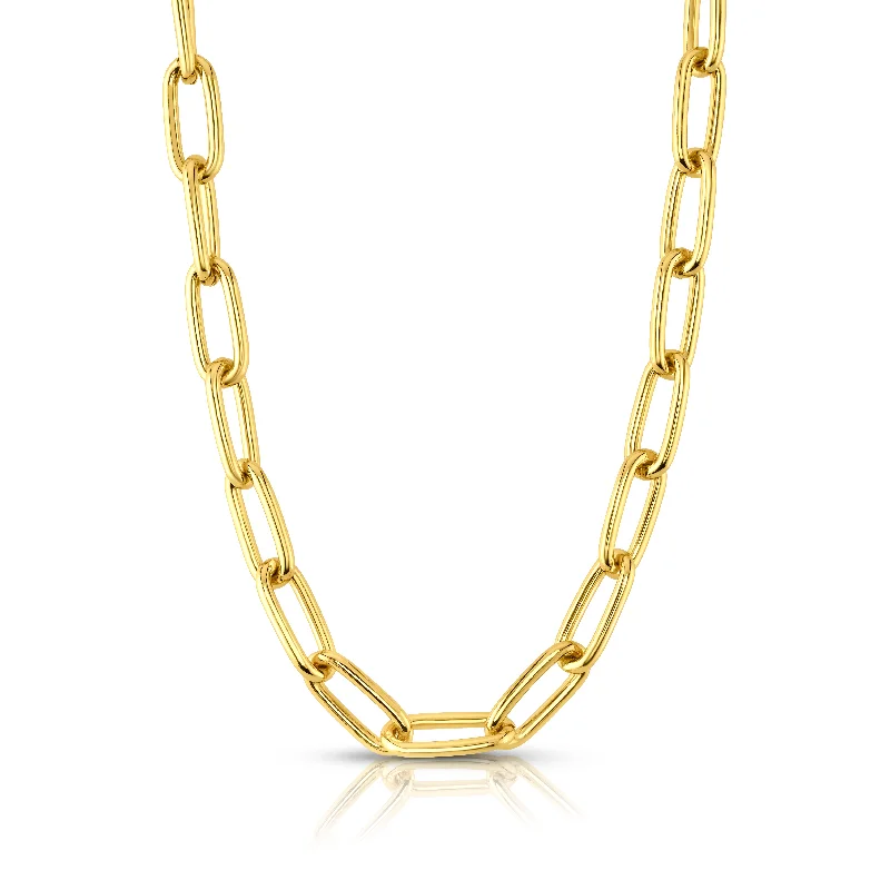 Affordable Diamond Necklaces-CHUNKY PAPERCLIP NECKLACE, GOLD