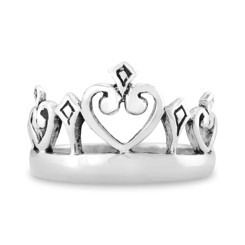 Unique Handmade Rings For Gifting-Sterling Silver Heart Tiara Ring / SSR0122