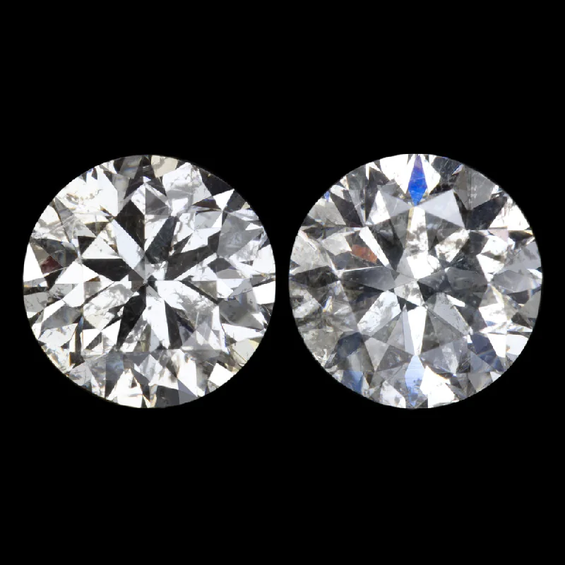 Statement Earrings For Fashion Week-2.26ct VERY GOOD CUT DIAMOND STUD EARRINGS ROUND BRILLIANT CUT PAIR 2.25 CARAT