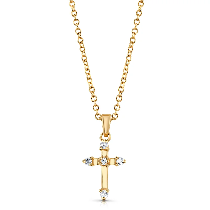 Elegant Chain Necklaces For Special Occasions-DIAMOND CROSS NECKLACE, 14KT GOLD