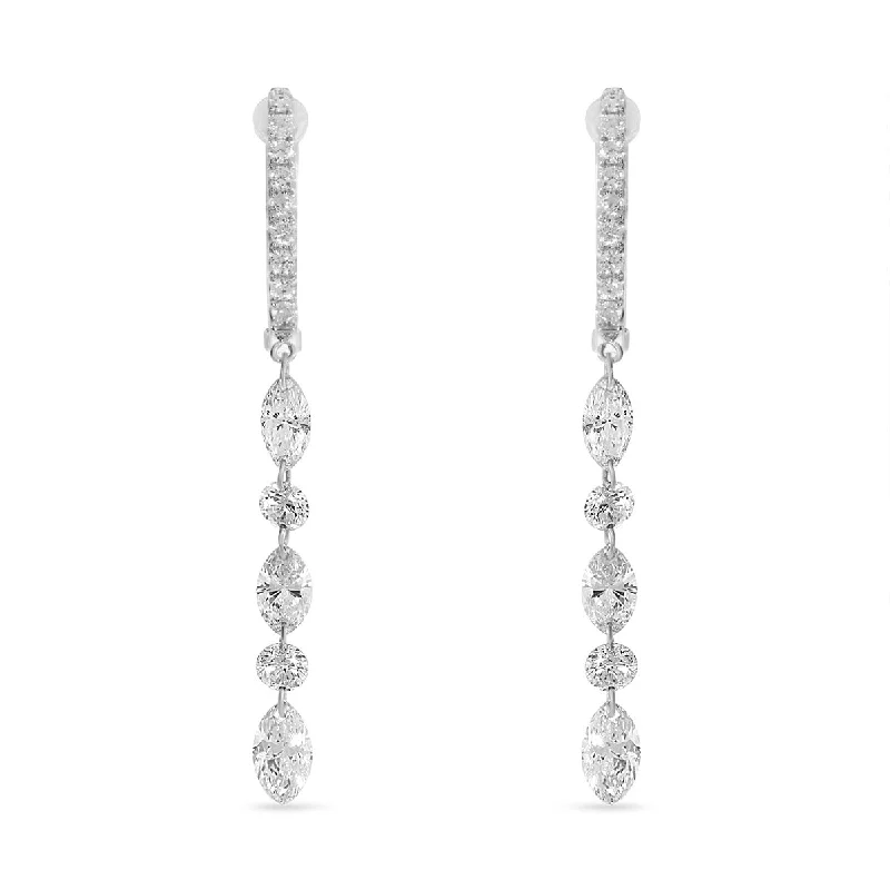 Lightweight Earrings For Sensitive Ears-DASHING DIAMOND MARQUIS / ROUND LG DANGLE EARRINGS E10354W