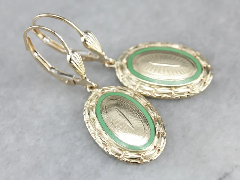 Fancy Earrings For Elegant Look-Antique Gold Enamel Earrings