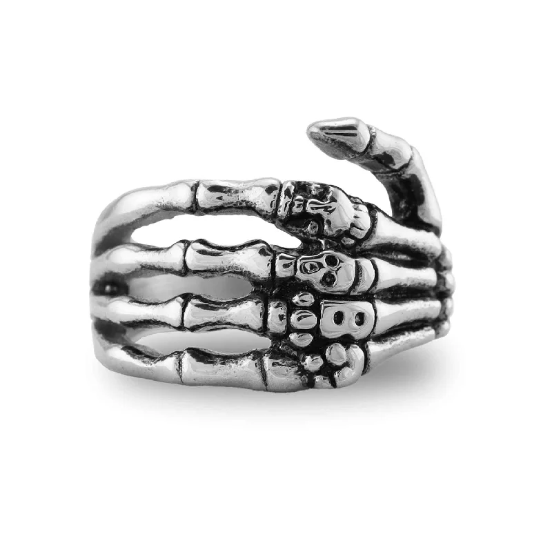 Personalized Couples Rings For Love-Detailed Skeleton Hand Stainless Steel Ring / KRJ2566