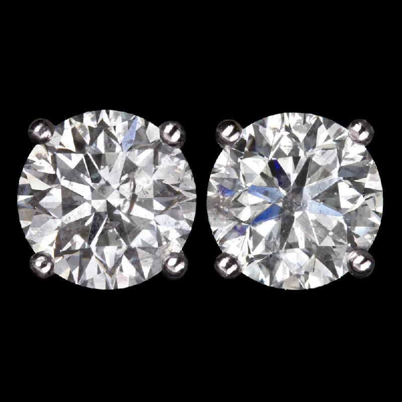 Unique Gold Earrings For Gifting-2.05ct VERY GOOD CUT NATURAL DIAMOND STUD EARRINGS ROUND WHITE GOLD 2 CARAT 2ct