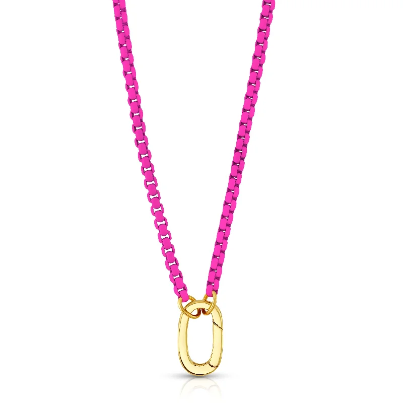 Elegant Choker Necklaces For Fashionistas-NEON PINK ENAMEL CONNECTOR NECKLACE