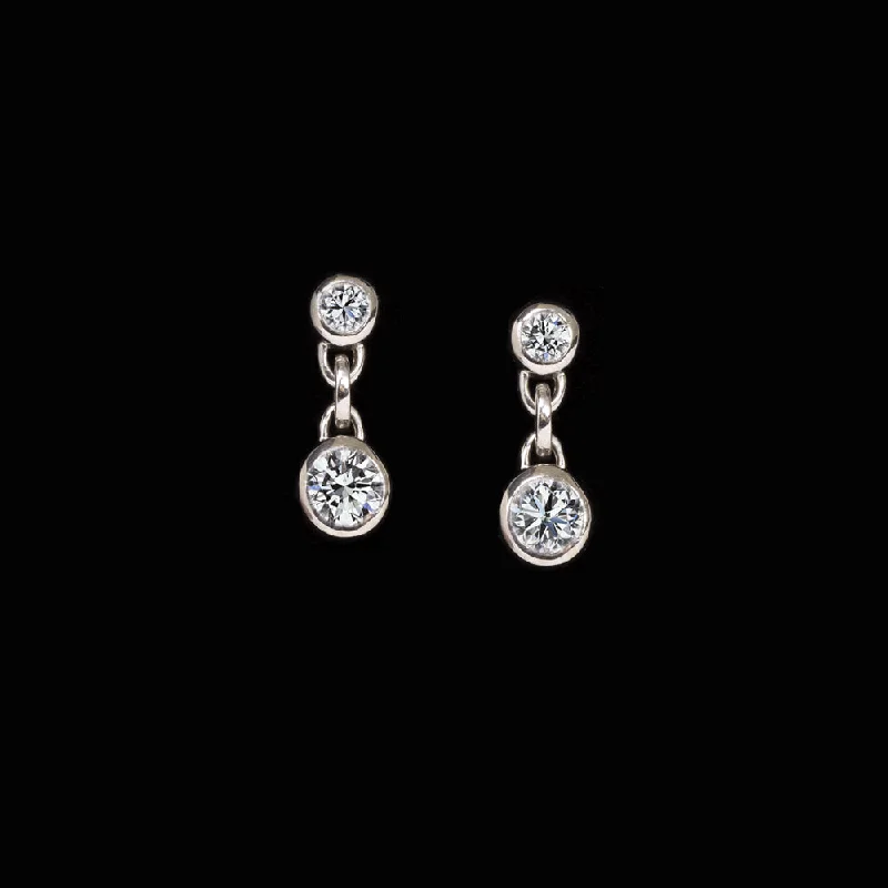 Chic Gold Earrings For Evening Look-0.30ct G-H VS DIAMOND DROP EARRINGS CLASSIC 14k WHITE GOLD BEZEL DANGLE NATURAL