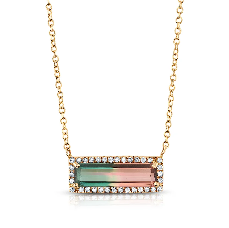 Custom Gold Necklaces For Personalized Style-RAVISHING DIAMOND & TOURMALINE NECKLACE, 14kt Gold