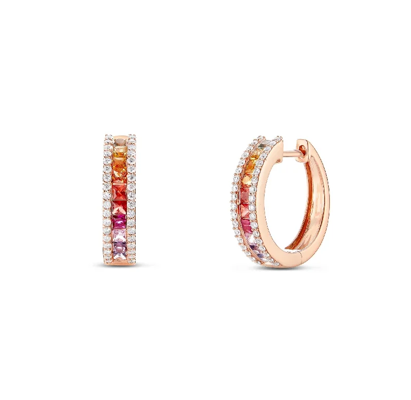 Crystal Dangle Earrings For Luxury Look-18K Gold 2.14ct Rainbow Diamond Huggie Hoop Earrings