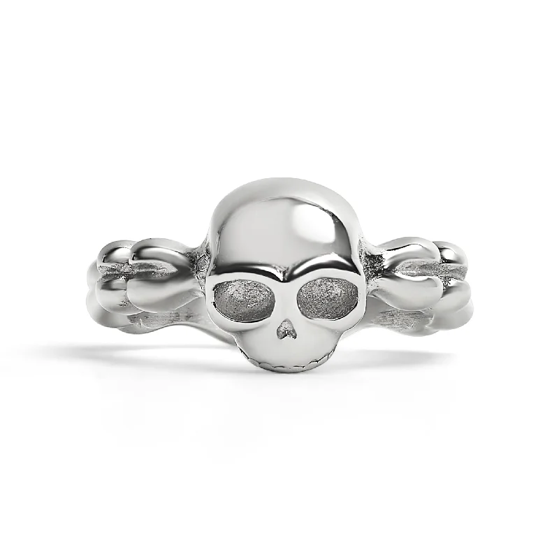 Luxury Gemstone Rings For Fashion Statements-Stainless Steel Skull And Bones Women's Ring / SCR4099