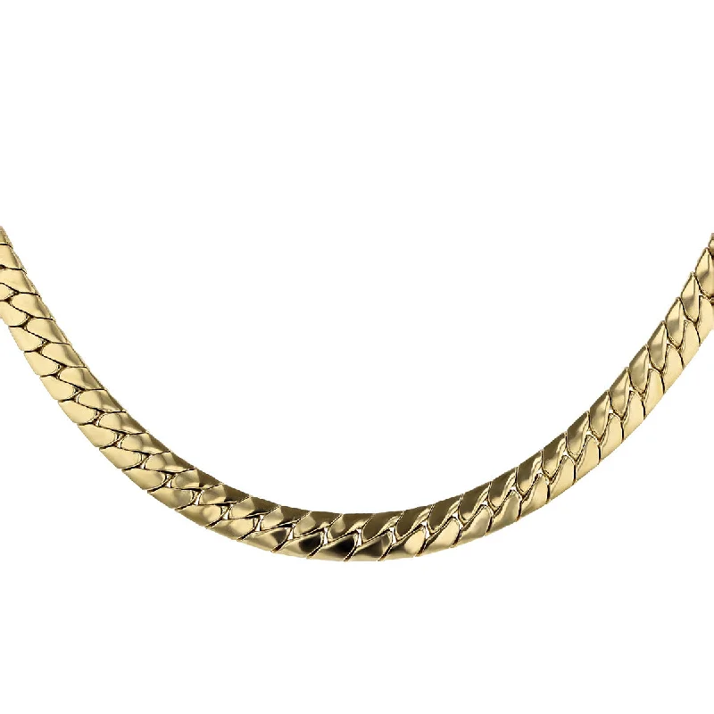 Elegant Choker Necklaces For Fashionistas-14K Yellow Gold Flat Curb Link 16-Inch Necklace