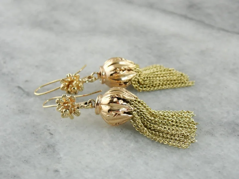 Wedding Earrings For Elegant Bridal Look-Golden Tasseled Drop Earrings