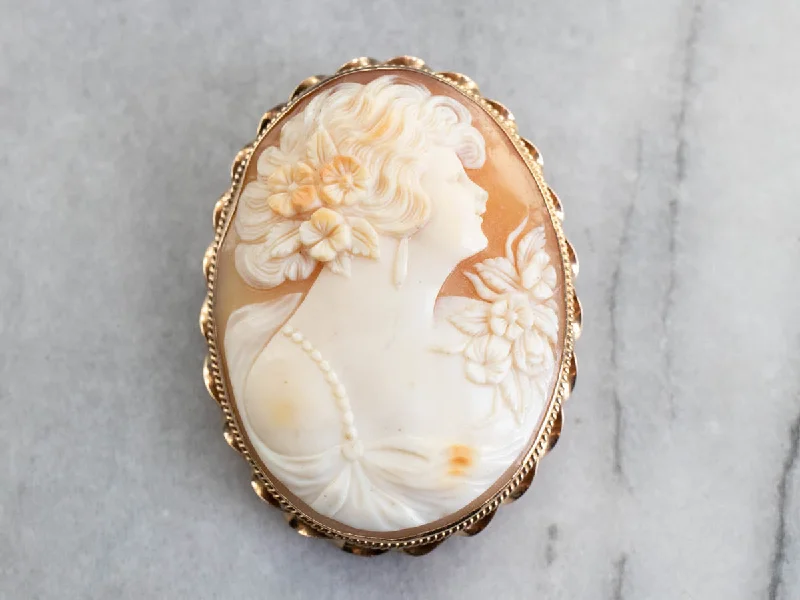 Statement Brooch For Special Events-Large Retro Era Cameo Brooch