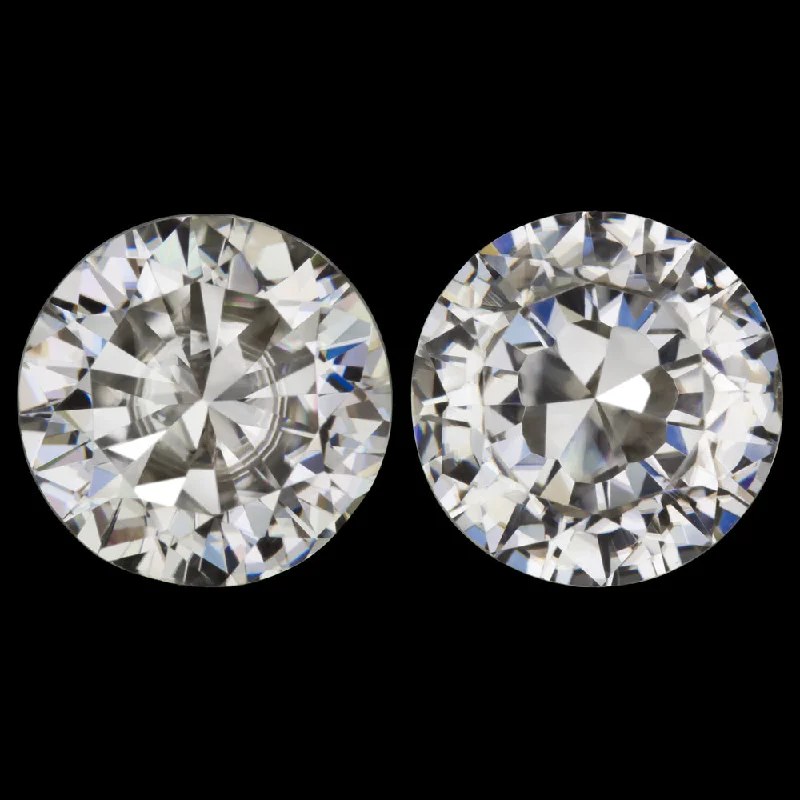 Trendy Earrings For Teens-3.62ct MOISSANITE MATCHED PAIR STUD EARRINGS 8.4mm ROUND BRILLIANT CUT LOOSE