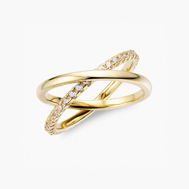 Stunning Wedding Rings For Brides-Pave X Linked Ring