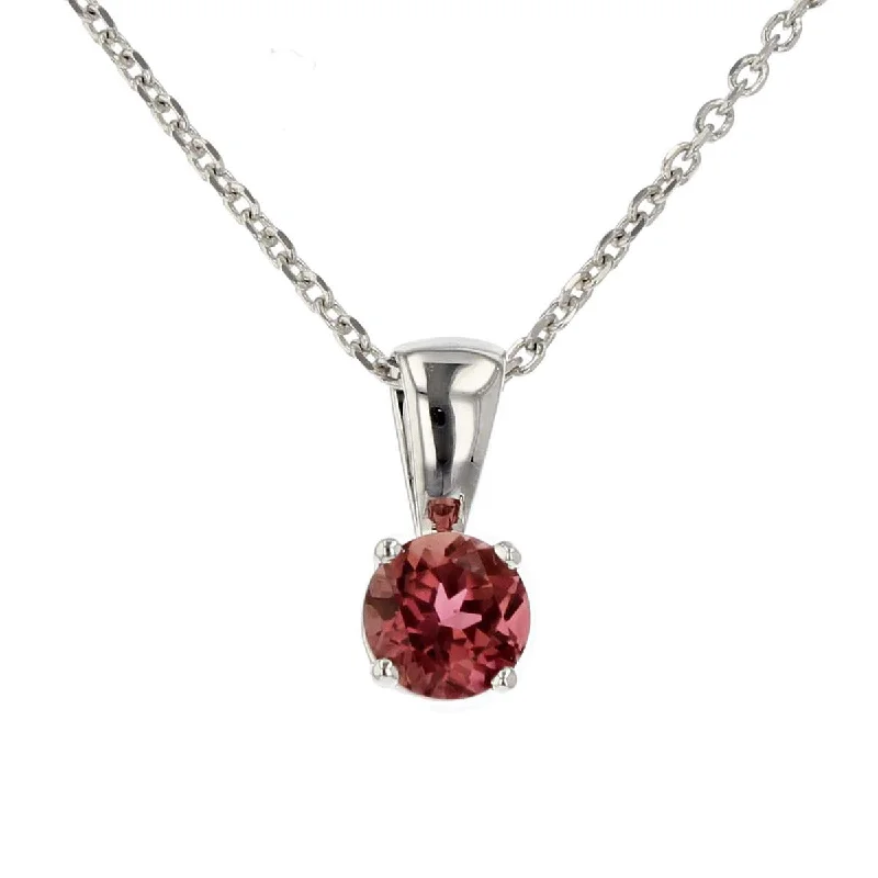 Elegant Designer Necklaces For Fashionistas-14K White Gold Pink Tourmaline Pendant Necklace