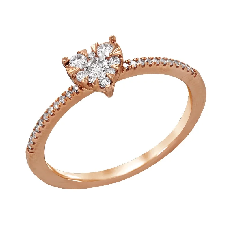 Trendy Gemstone Rings For Fashion-forward Women-ROSE GOLD PROMISE RING WITH DIAMOND CLUSTER HEART, 1/4 CT TW