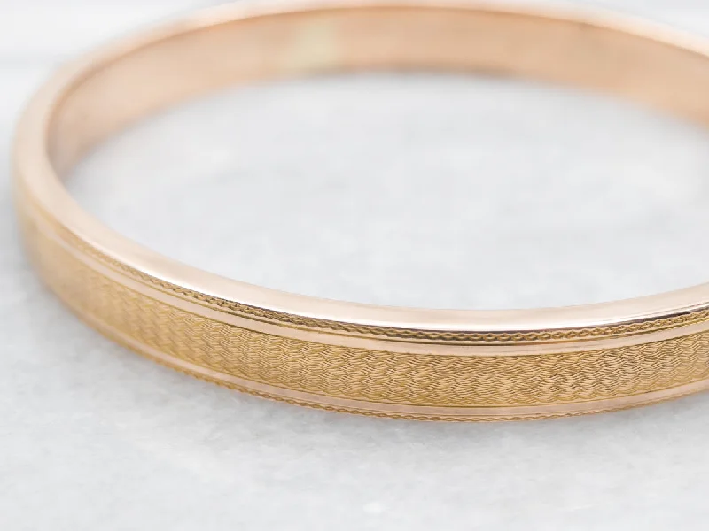 Bangles For Modern Brides-Crosshatched Gold Patterned Bangle Bracelet