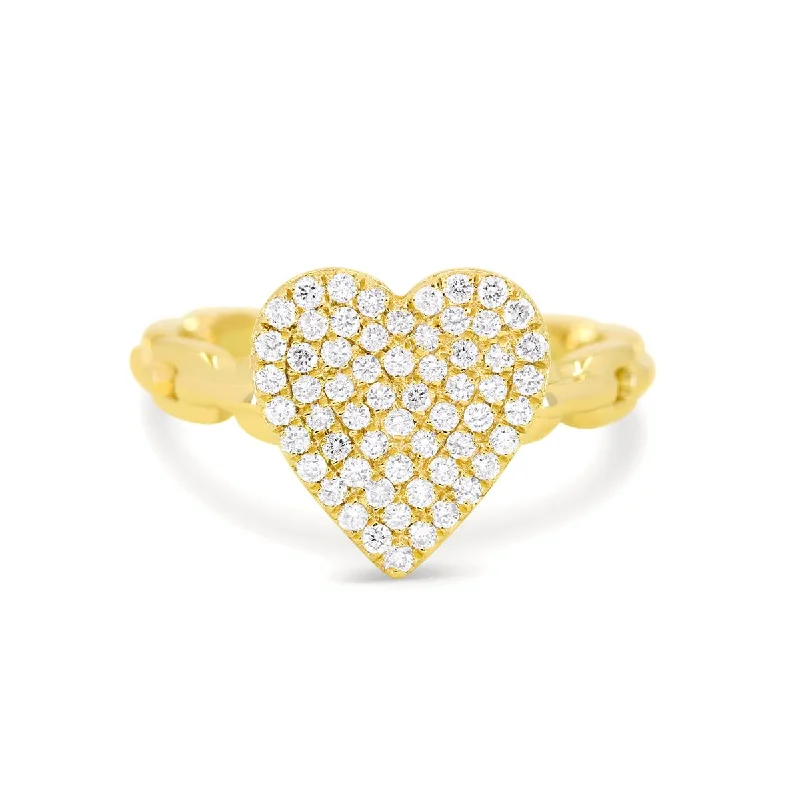 Luxury Wedding Bands For Elegant Occasions-YELLOW GOLD HEART SHAPED DIAMOND FASHION RING, .41 CT TW