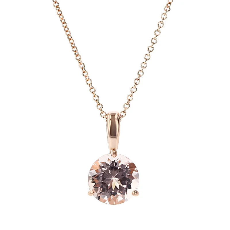 Minimalist Gold Necklaces For Everyday-14K Rose Gold Morganite Pendant Necklace