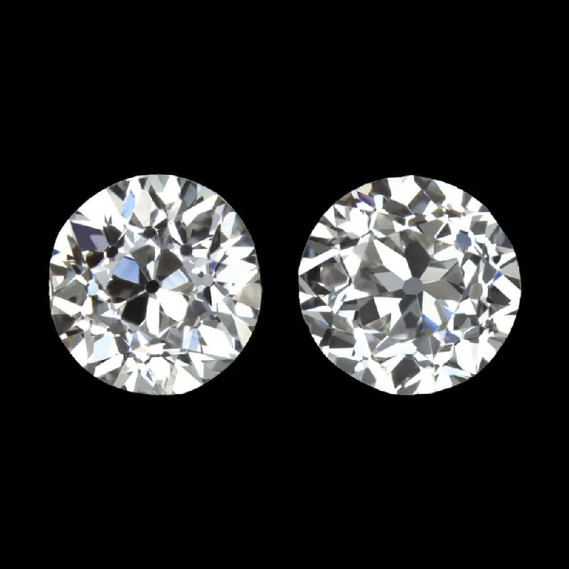 Trendy Earrings For Teenagers-0.71ct G-H VS OLD EUROPEAN CUT DIAMOND STUD EARRINGS VINTAGE PAIR ACCENT STONES