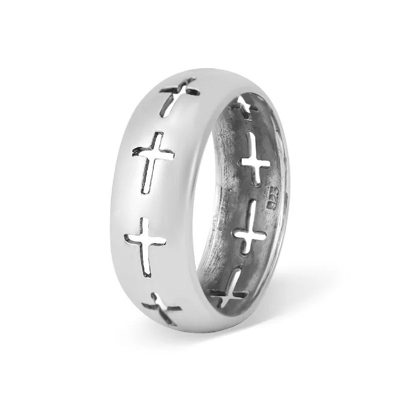 Minimalist Silver Rings For Casual Style-Sterling Silver Fancy Cross Ring / SSR0105