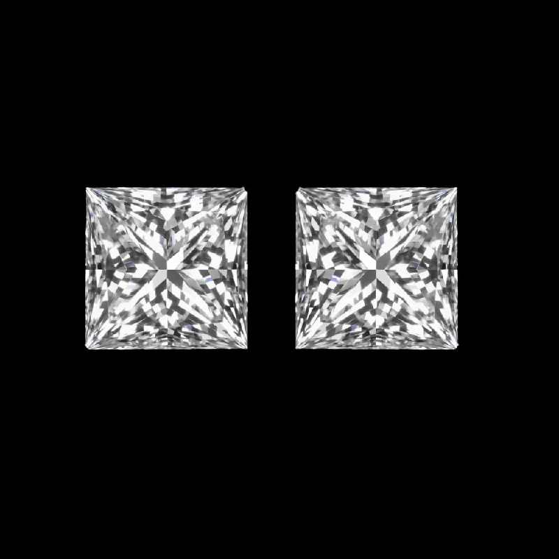 Statement Earrings For Fashion Enthusiasts-2ct F VS2 LAB CREATED DIAMOND STUD EARRINGS PRINCESS CUT PAIR CERTIFIED GROWN