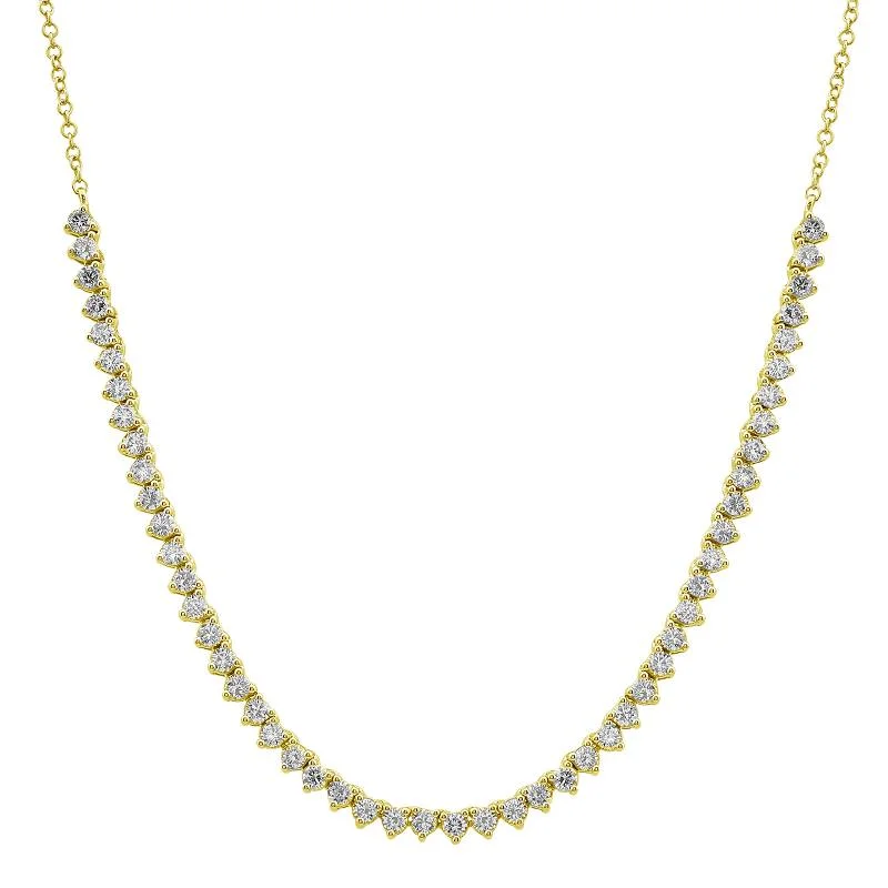 Crystal Pendant Necklaces For Elegant Touch-14k Yellow Gold Diamond Tennis Chain Necklace