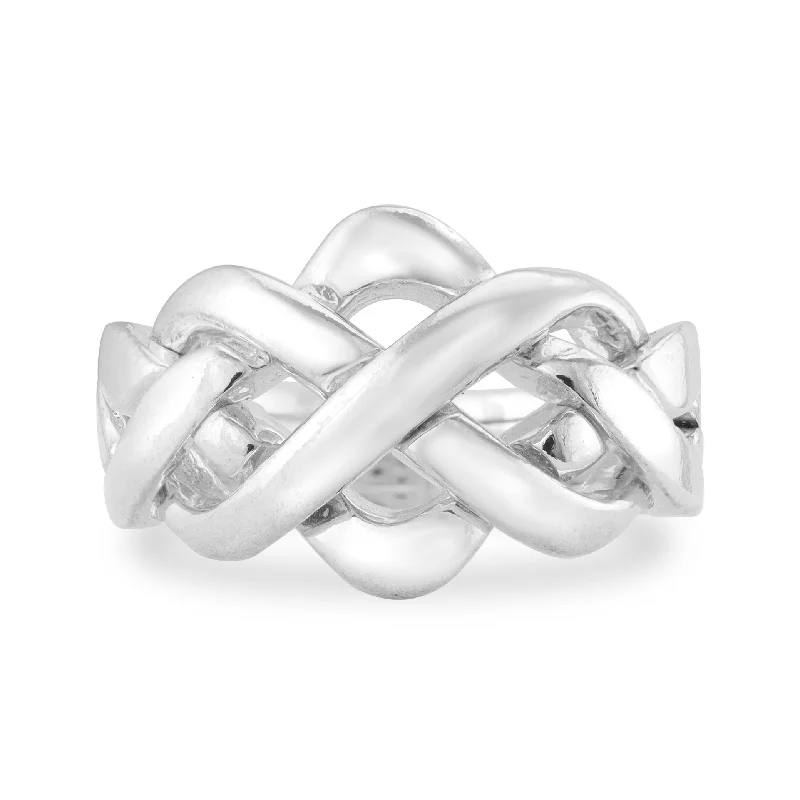 Stunning Gemstone Rings For Fashion Style-Sterling Silver Braided Ring / SSR0142