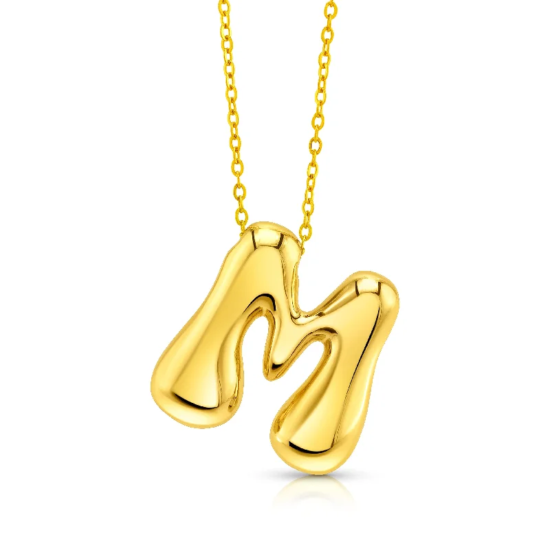 Artistic Necklaces For Creative Souls-LARGE BUBBLE INITIAL NECKLACE, GOLD