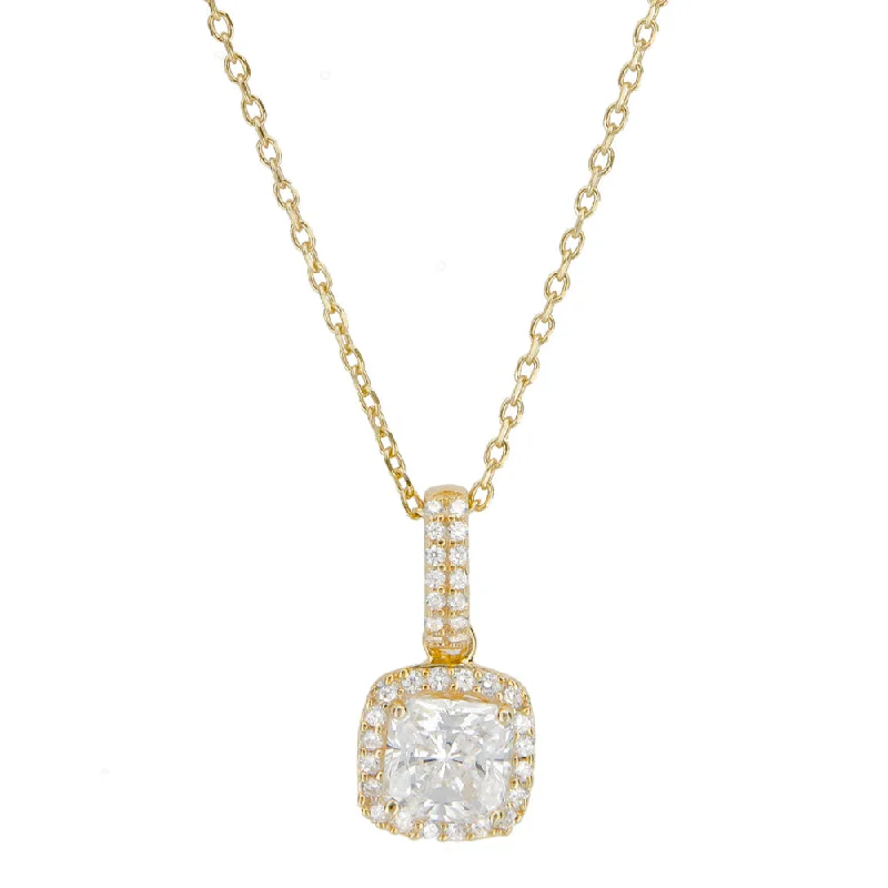 Crystal Pendant Necklaces For Elegant Touch-CUSHION NECKLACE, GOLD