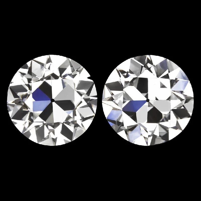 Custom Engraved Earrings-4.12ct OLD EUROPEAN CUT LAB CREATED DIAMOND STUD EARRINGS CERTIFIED E VS1 PAIR