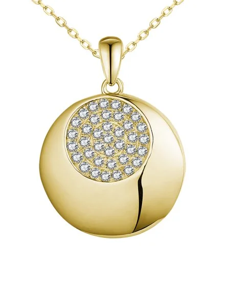 Bold Necklaces For Casual Wear-14ky Gold Pavé Diamond Circle Necklace