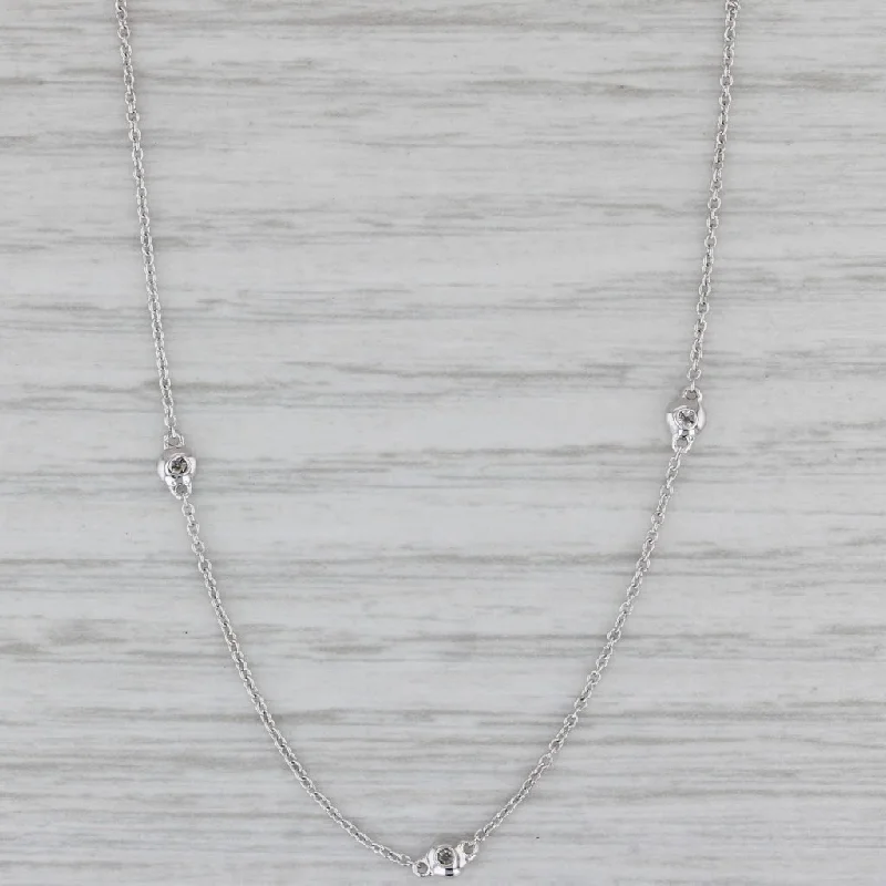 Sparkly Necklaces For Evening Parties-0.26ctw Diamond Station Necklace 14k White Gold 18"